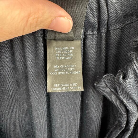 Zero + Maria Cornejo Aissa Joi Doppio Navy Blue Linen Blend Font Zip Midi Dress - Picture 13 of 13